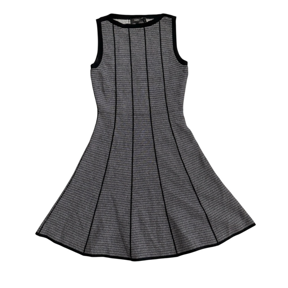 Theory Women’s Sleeveless Fit & Flare Black & White Mini Dress